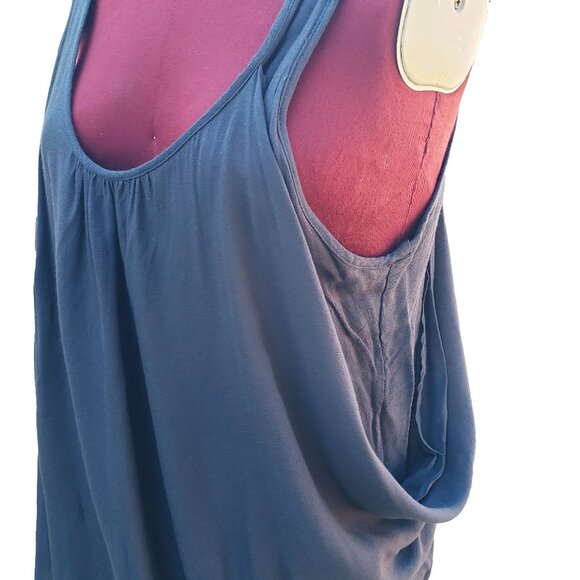 Nicholas K Dress Blue Draped Asymmetrical Scoop Neck Sleeveless Layered Small
